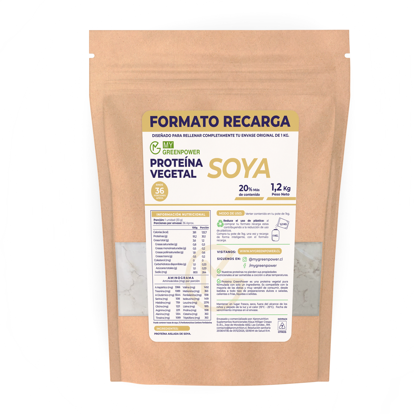 Proteina Soya RECARGA 1.2 kg