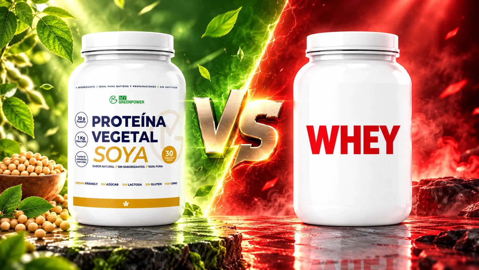 Comparación de proteína de soya Mygreenpower versus whey